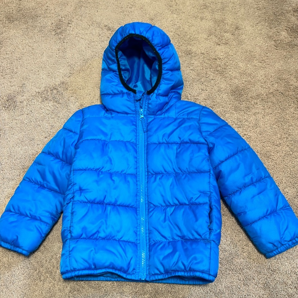 Blue puffer winter coat